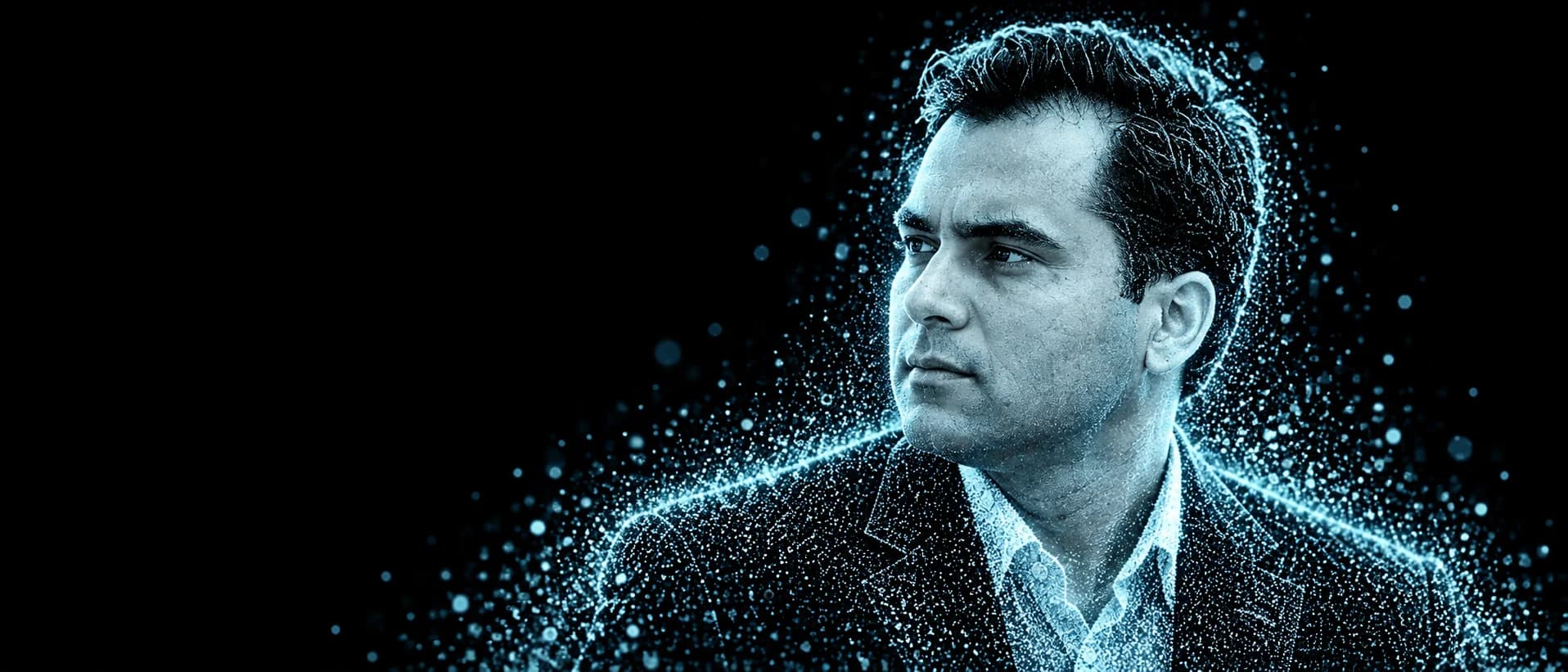Stylised particle portrait of Anand Arora